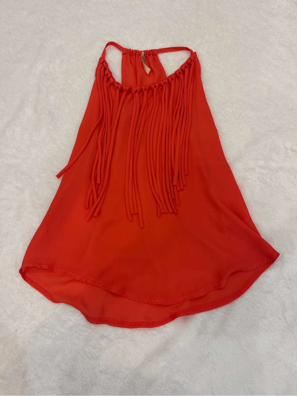 Red Fringe Halter Camisole Top